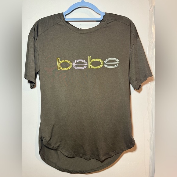 Bebe Brown Short Sleeve Tee with Metallic Logo - Picture 1 of 4